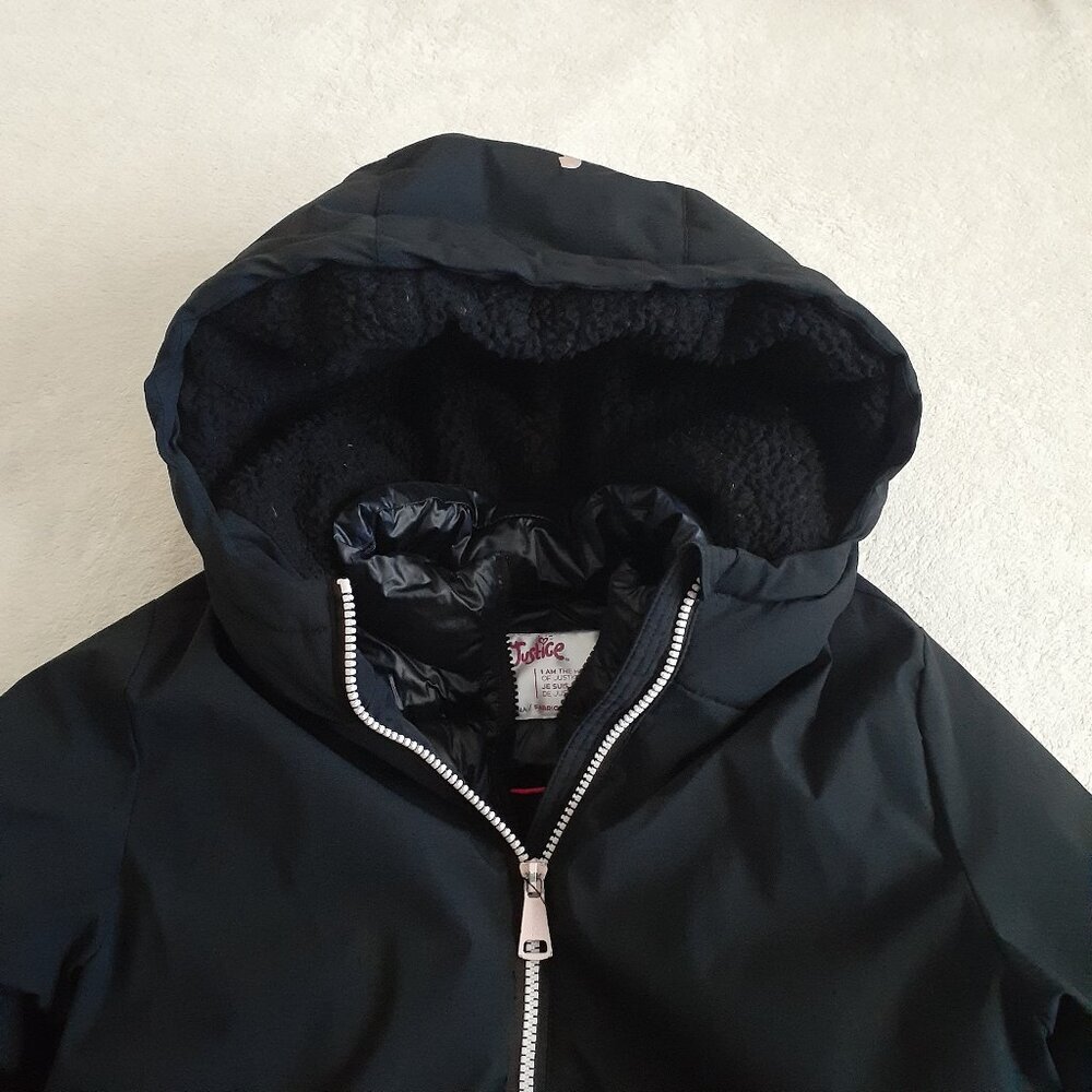 Justice Black Hooded Kids Jacket - Picture 7 of 14